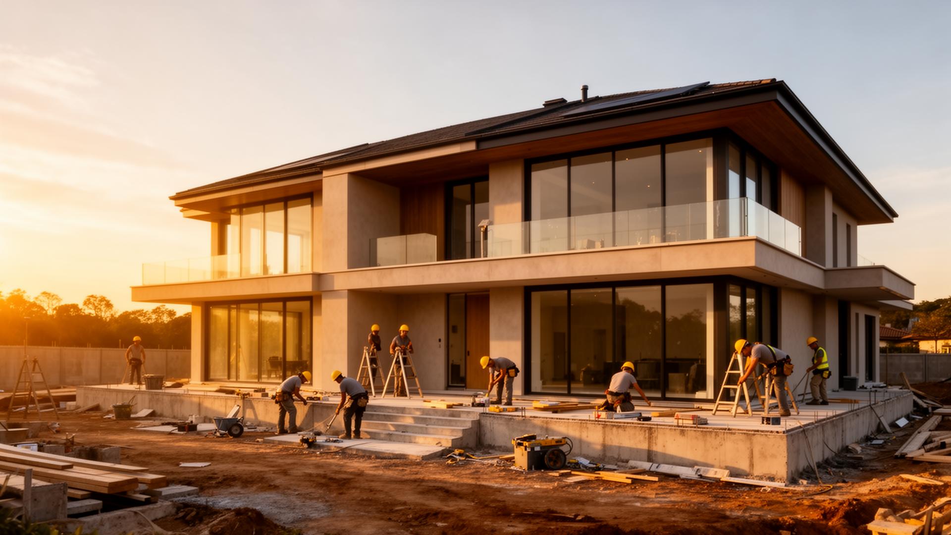 Modern home under construction in Orange County by JH Professional Builders